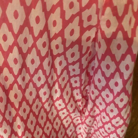 Gretchen Scott Sz L Pink Diamond Polka Dot Print Scoop Neck Pocket Cotton Dress - Picture 4 of 8